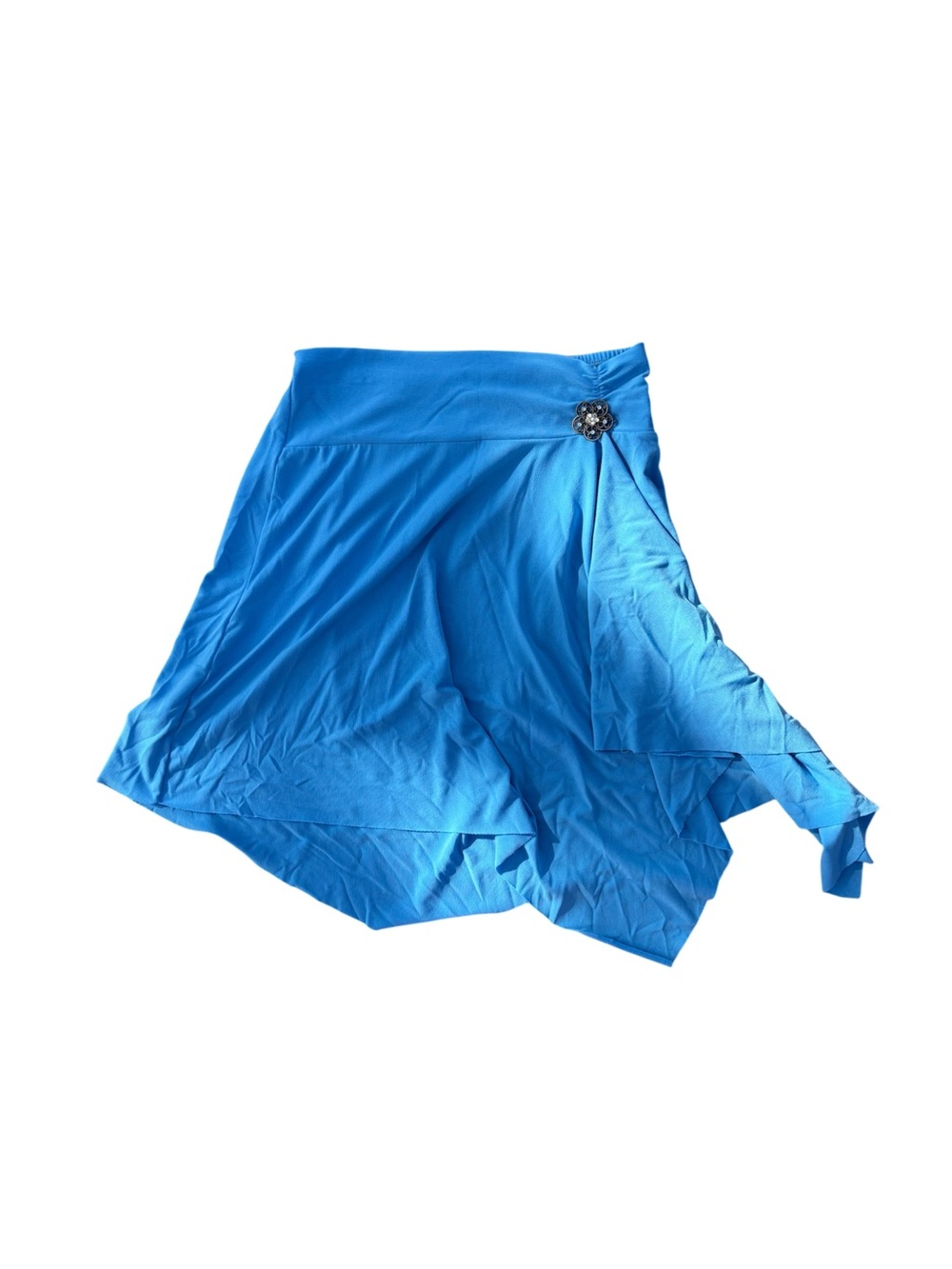 Y2K Blue Asymmetrical Skirt Handkerchief Hem Fairy Brooch XS